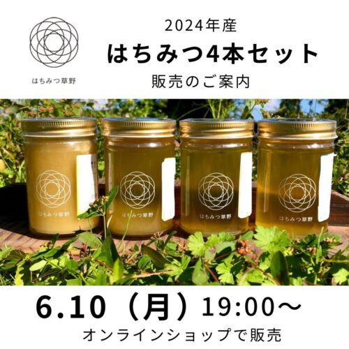 2024年産はちみつ】はちみつ4本セット販売のお知らせ